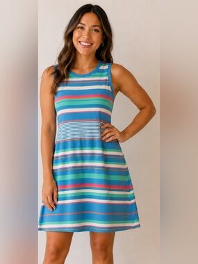 Hatley Bella Coastal Striped Sleeveless Multicolor Midi Dress M EUC Nautical